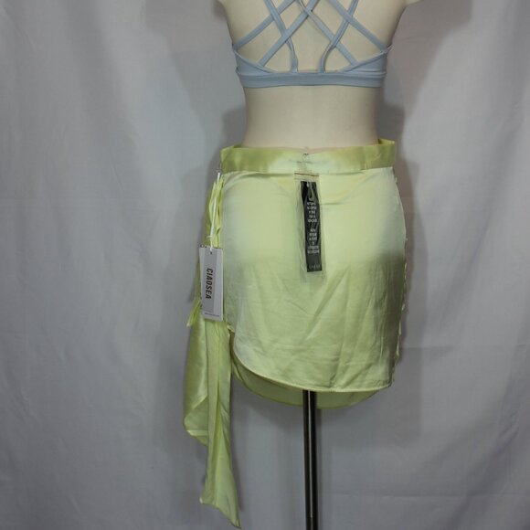NWT Ciao Sea Draped Silk Skirt mini yellow side zapper size Large (European) - Picture 11 of 11